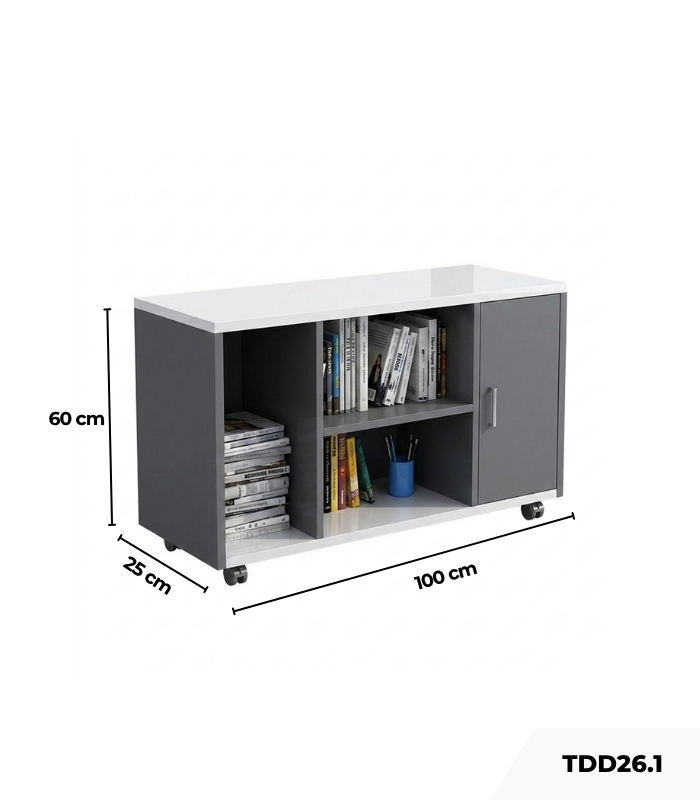 Tủ Phụ Di Động TDD26.1 100x25x60 - Trắng kết hợp Xám
