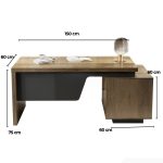Bàn giám đốc BGD19.1 150x60 - Vân gỗ đậm