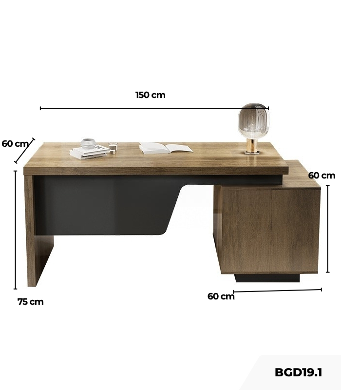 Bàn giám đốc BGD19.1 150x60 - Vân gỗ đậm