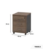 Tab Di Động TDD21.2 40x48x55 - Vân gỗ nhạt kết hợp Ghi