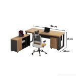 Bàn giám đốc BGD29.1 160x60 - Vân gỗ đậm kết hợp Ghi