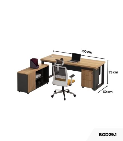 Bàn giám đốc BGD29.1 160x60 - Vân gỗ đậm kết hợp Ghi