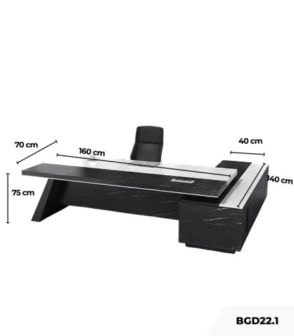 Bàn giám đốc BGD22.1 160x140 - Đen kết hợp Trắng