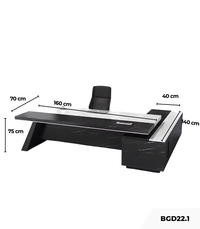 Bàn giám đốc BGD22.1 160x140 - Đen kết hợp Trắng