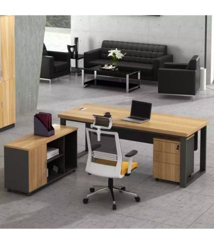 Bàn giám đốc BGD29.1 160x120 - Vân gỗ đậm kết hợp Ghi