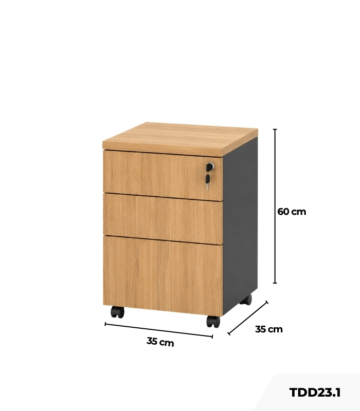 Tab Di Động TDD23.1 35x35x60 - Vân gỗ đậm kết hợp Ghi