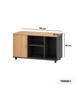 Tủ Phụ Di Động TDD22.1 120x35x60 - Vân gỗ đậm kết hợp Ghi