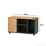 Tủ Phụ Di Động TDD22.1 120x35x60 - Vân gỗ đậm kết hợp Ghi