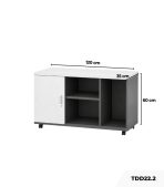 Tủ Phụ Di Động TDD22.2 120x35x60 - Trắng kết hợp Ghi