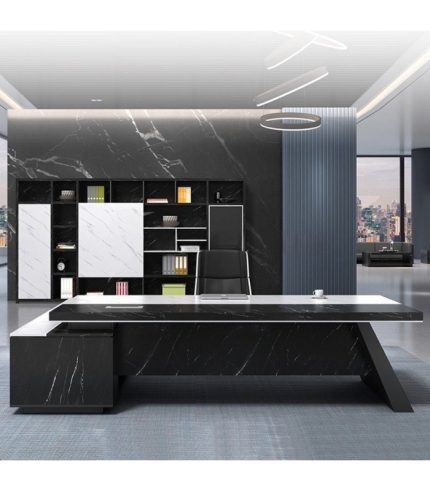 Bàn giám đốc BGD22.1 160x140 - Đen kết hợp Trắng