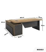 Bàn giám đốc BGD23.1 180x150 - Vân gỗ kết hợp Ghi