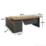 Bàn giám đốc BGD23.1 180x150 - Vân gỗ kết hợp Ghi