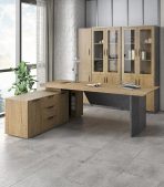 Bàn giám đốc BGD23.1 180x150 - Vân gỗ kết hợp Ghi