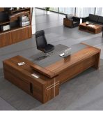 Bàn giám đốc BGD25.1 180x140 - Vân gỗ đậm