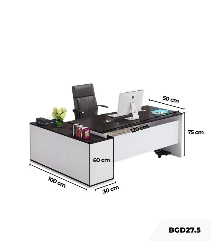 Bàn giám đốc BGD27.5 120x50 - Trắng kết hợp Đen