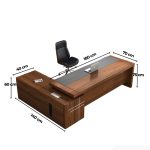 Bàn giám đốc BGD25.1 180x140 - Vân gỗ đậm