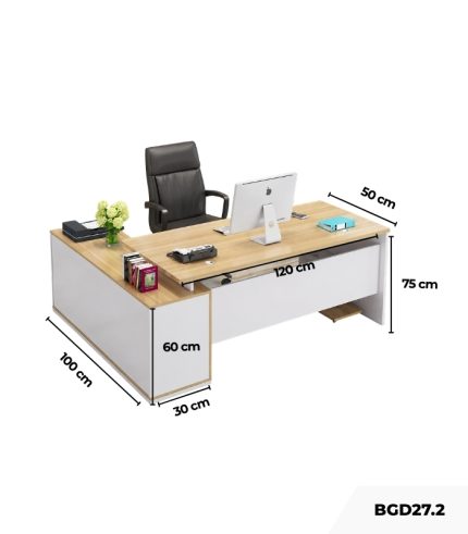 Bàn giám đốc BGD27.2 120x50 - Vân gỗ kết hợp Trắng