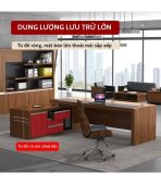Bàn giám đốc BGD25.1 180x140 - Vân gỗ đậm