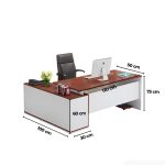 Bàn giám đốc BGD27.3 120x50 - Nâu đỏ kết hợp Trắng