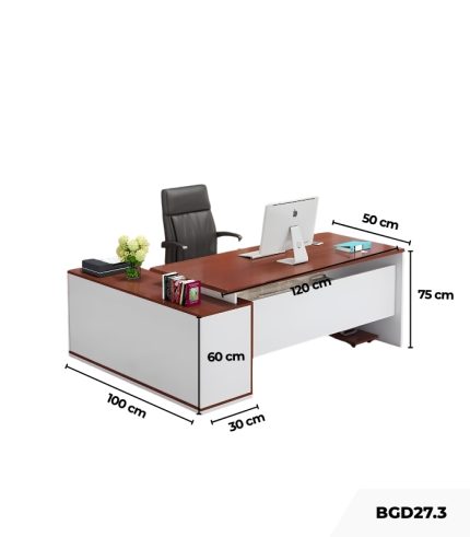 Bàn giám đốc BGD27.3 120x50 - Nâu đỏ kết hợp Trắng