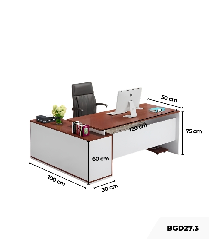 Bàn giám đốc BGD27.3 120x50 - Nâu đỏ kết hợp Trắng