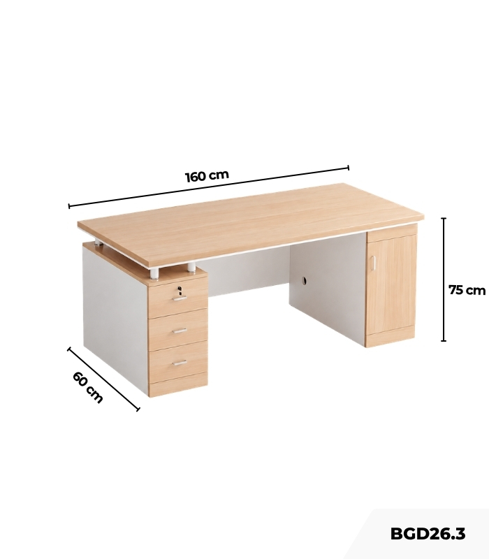 Bàn giám đốc BGD26.3 160x60 - Vân gỗ nhạt