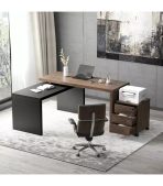 Bàn giám đốc BGD28.2 150x60 - Vân gỗ đậm kết hợp Ghi