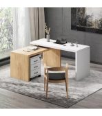 Bàn giám đốc BGD28.1 150x60 - Vân gỗ nhạt kết hợp Trắng
