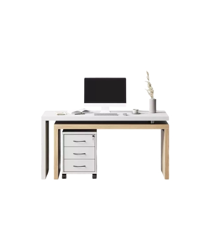 Bàn giám đốc BGD28.1 150x60 - Vân gỗ nhạt kết hợp Trắng