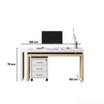 Bàn giám đốc BGD28.1 150x60 - Vân gỗ nhạt kết hợp Trắng