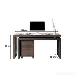 Bàn giám đốc BGD28.2 150x60 - Vân gỗ đậm kết hợp Ghi