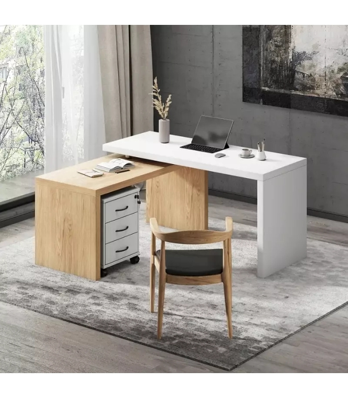 Bàn giám đốc BGD28.1 150x60 - Vân gỗ nhạt kết hợp Trắng