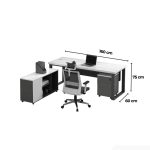 Bàn giám đốc BGD29.2 160x120 - Trắng kết hợp Ghi