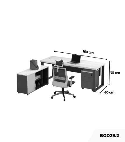 Bàn giám đốc BGD29.2 160x120 - Trắng kết hợp Ghi