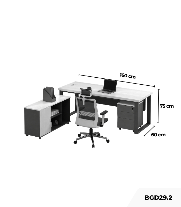 Bàn giám đốc BGD29.2 160x120 - Trắng kết hợp Ghi