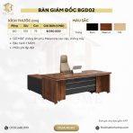 Bàn giám đốc BGD02.1 160x100 - Vân gỗ đậm