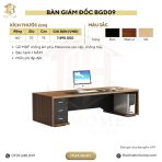 Bàn giám đốc BGD09.1 160x70 - Vân gỗ đậm