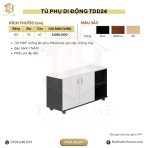 Tủ Phụ Di Động TDD24.1 120x35x60 - Trắng kết hợp Đen