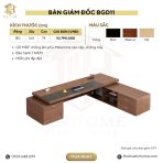 Bàn giám đốc BGD11.1 180x160 - Vân gỗ đậm