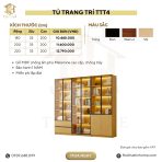Tủ Trang Trí Khung nhôm Kính màu TTT4.3 220x35x200 - Vân Gỗ