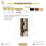 Tủ Trang Trí Góc Tường Khung nhôm Kính màu TTT10.1 60x40x200 - Be
