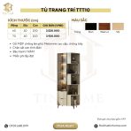 Tủ Trang Trí Góc Tường Khung nhôm Kính màu TTT10.2 70x40x200 - Be