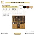Tủ Trang Trí Khung gỗ Kính màu TTT14.1 180x40x200 - Vân Gỗ Đậm