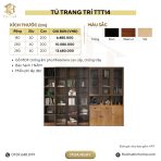 Tủ Trang Trí Khung gỗ Kính màu TTT14.2 280x40x200 - Vân Gỗ Đậm - Ảnh 3