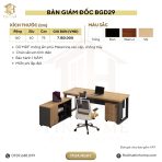 Bàn giám đốc BGD29.1 160x120 - Vân gỗ đậm kết hợp Ghi