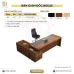 Bàn giám đốc BGD25.1 180x140 - Vân gỗ đậm