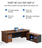 Bàn giám đốc BGD02.1 160x100 - Vân gỗ đậm