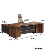 Bàn giám đốc BGD02.1 160x100 - Vân gỗ đậm