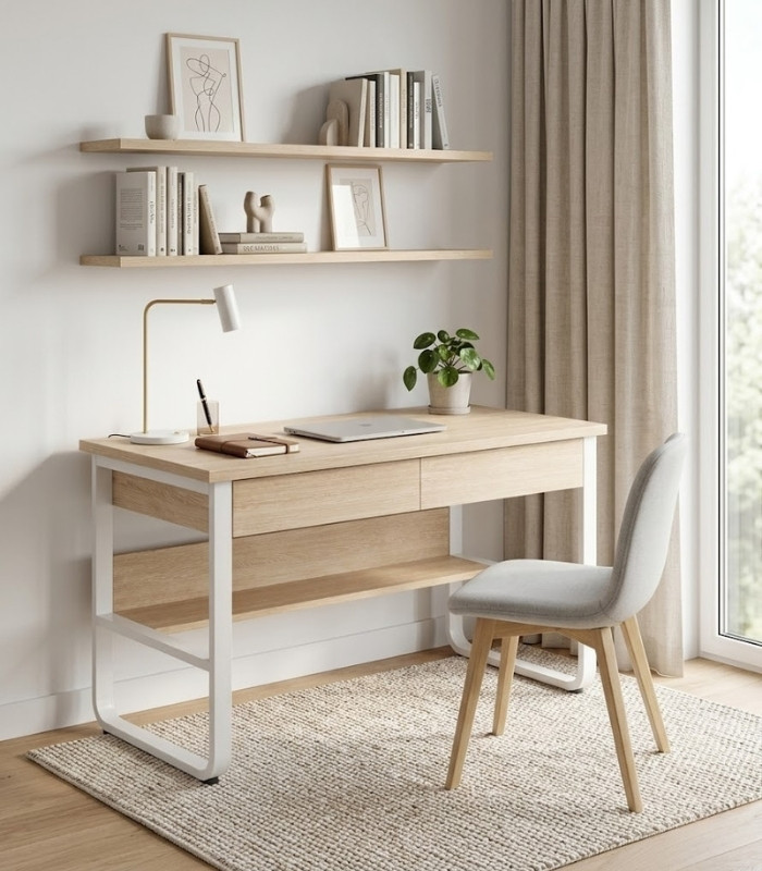 Bàn làm việc LBV92.1 140x60 - Vân gỗ nhạt