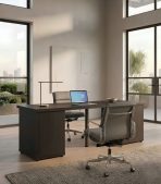 Bàn làm việc IKEA 2 Tủ 1 Chân Sắt LBV38.16 200x75 - Đen